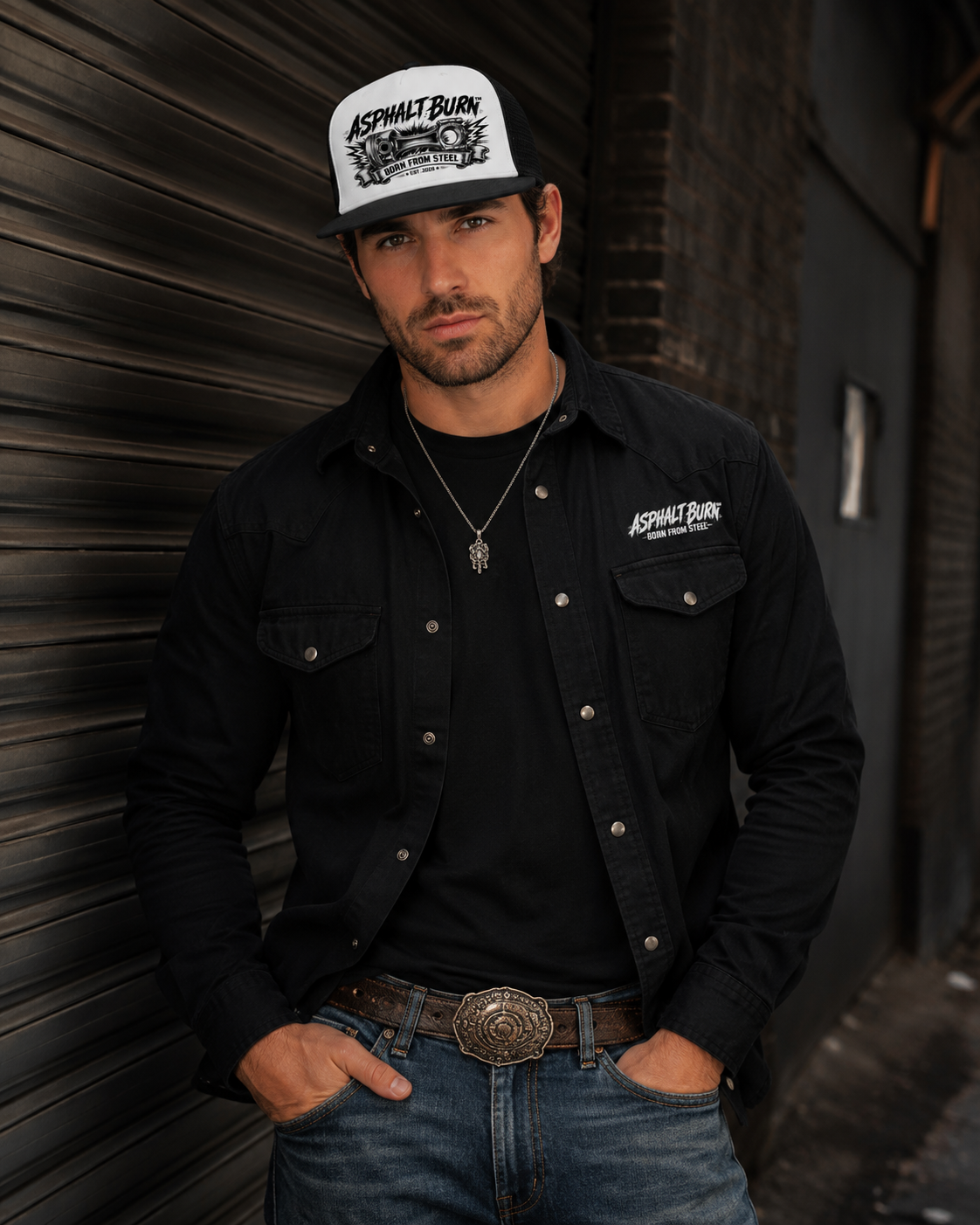 Born From Steel – Lifestyle mit Black / White Premium Trucker Cap