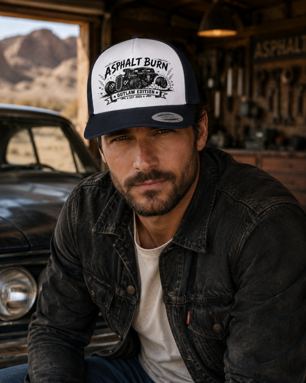 Outlaw Edition – Lifestyle mit Navy / White Premium Trucker Cap