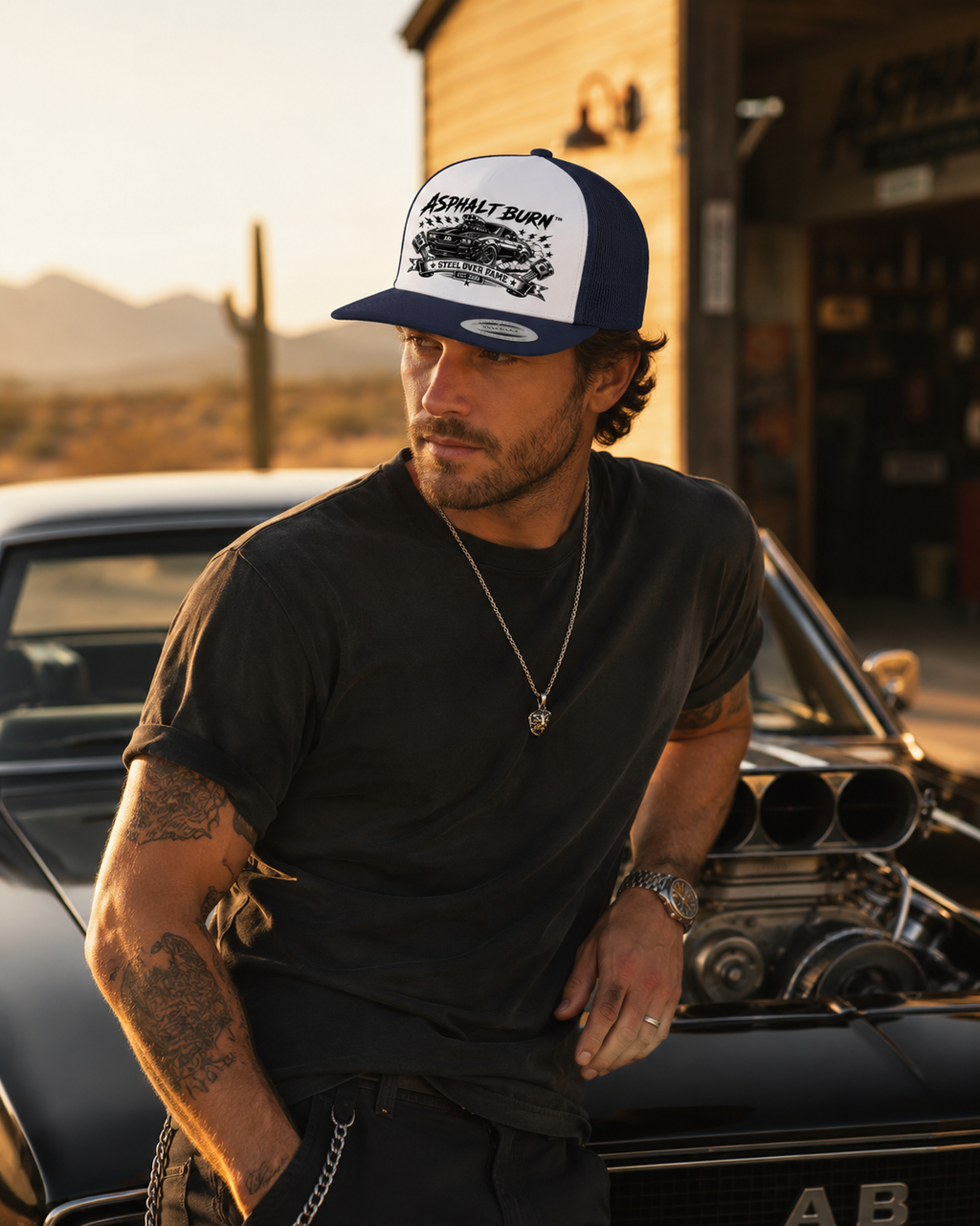 Steel Over Fame – Lifestyle mit Navy / White Premium Trucker Cap