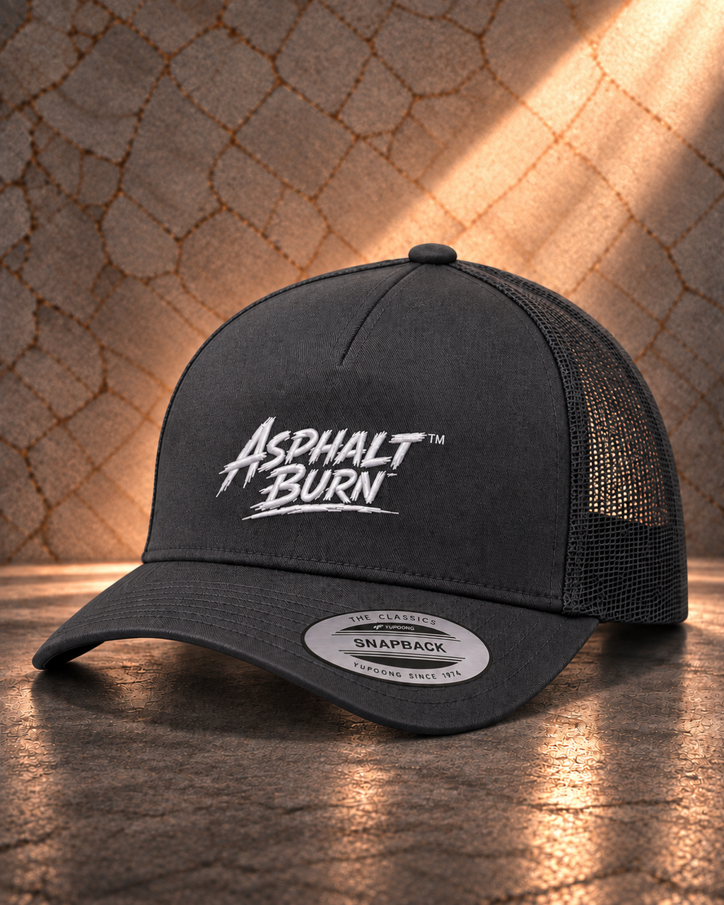 ASPHALT BURN™ Stacked Logo – Classic Trucker Cap