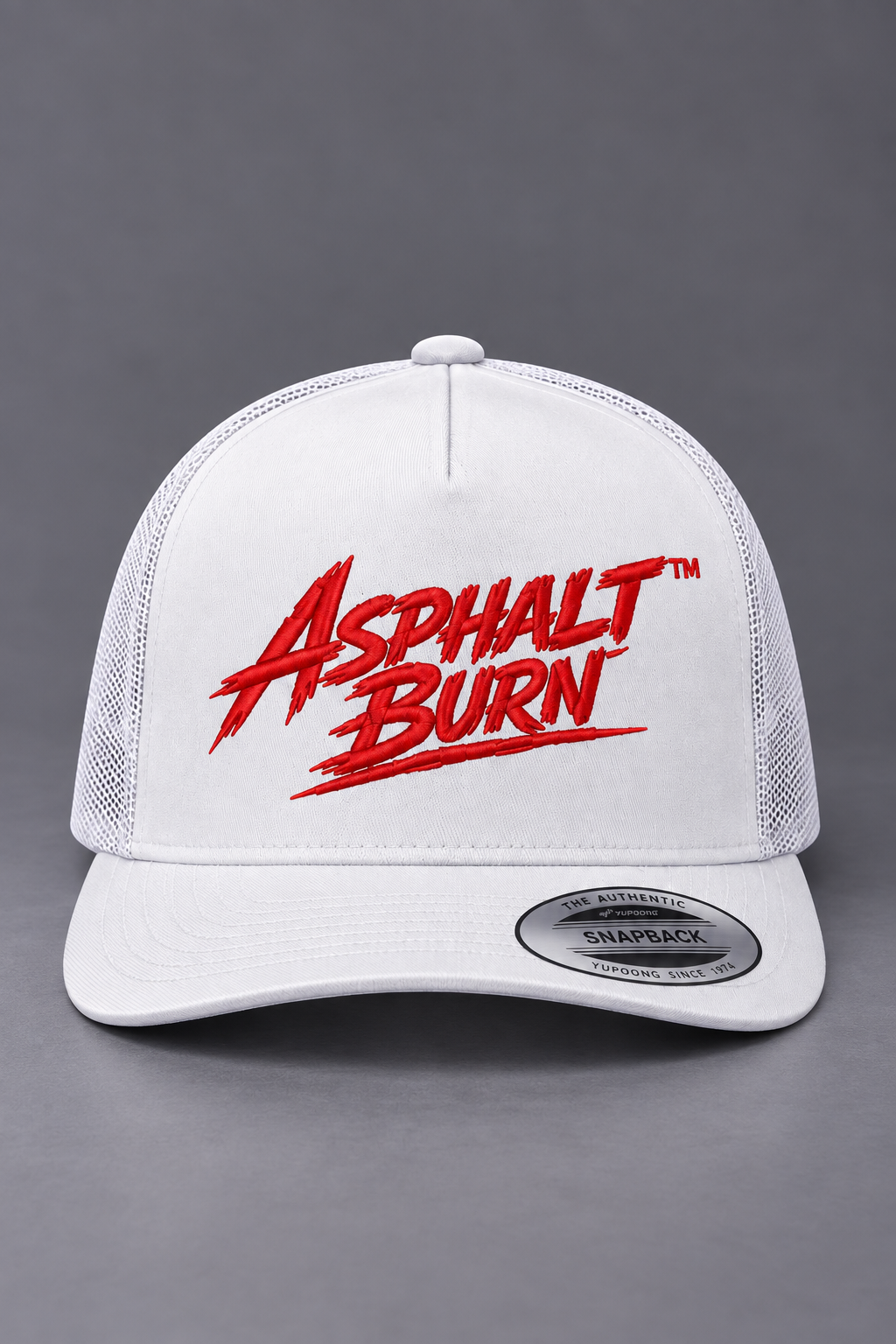 ASPHALT BURN™ Horizontal Logo White – Classic Trucker Cap