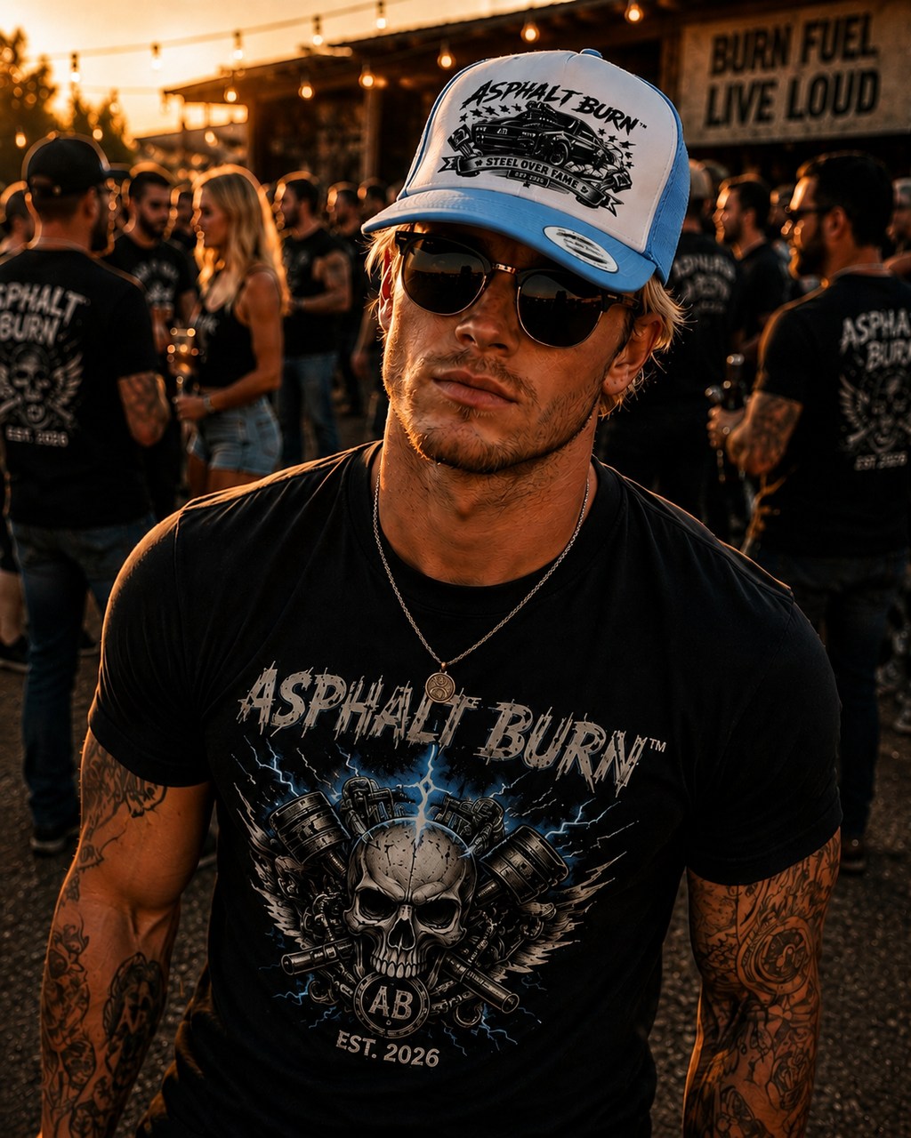 Steel Over Fame – Lifestyle mit Carolina Blue / White Premium Trucker Cap