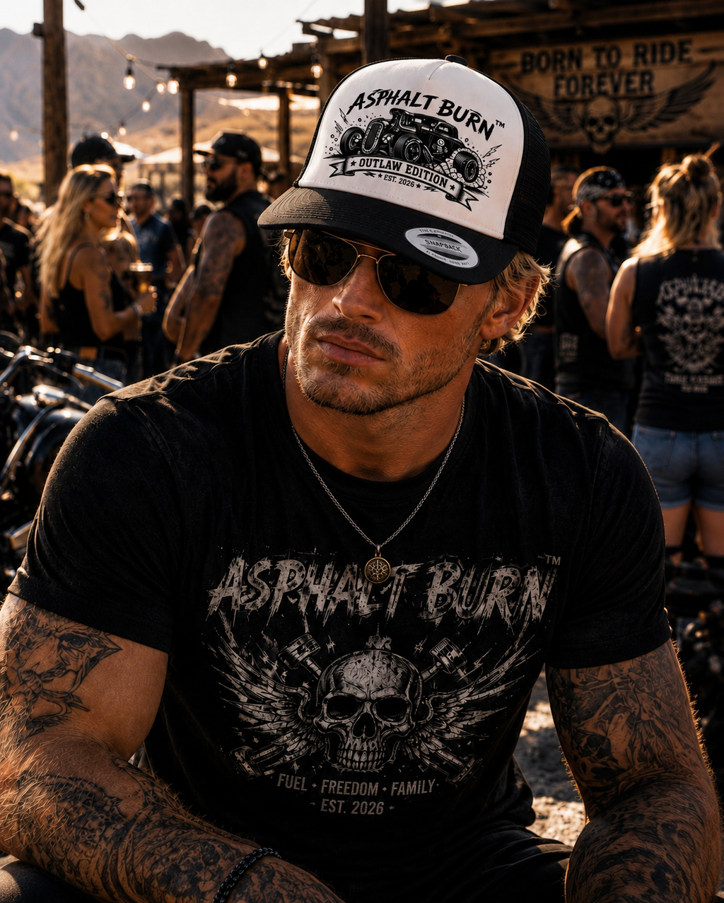 Outlaw Edition – Lifestyle mit Black / White Premium Trucker Cap