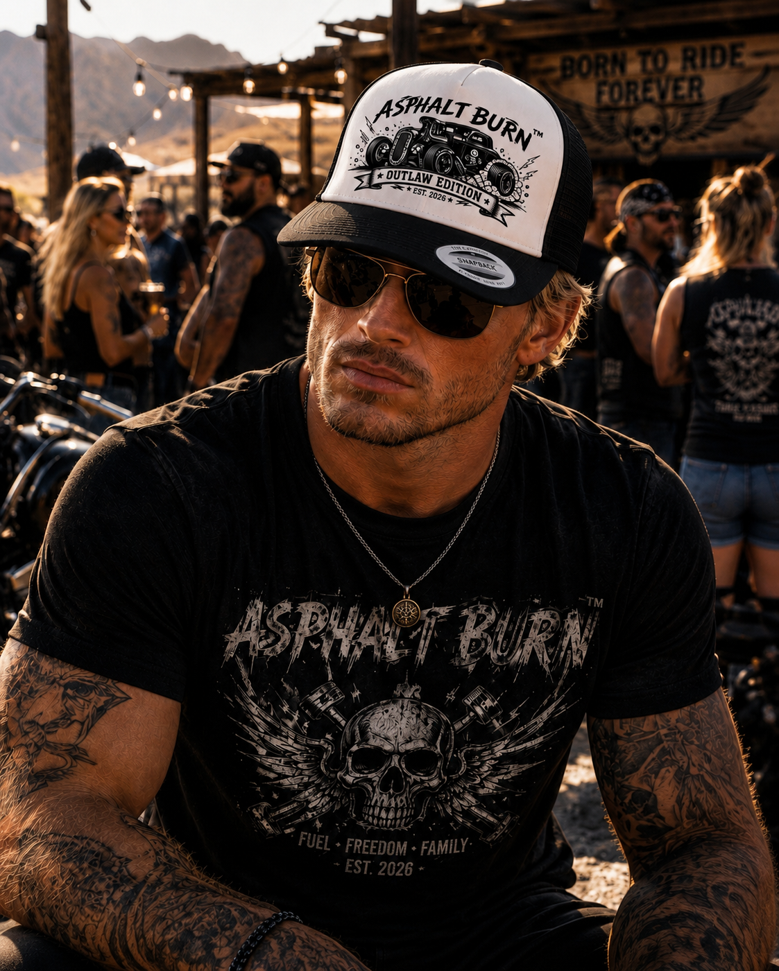 Outlaw Edition – Lifestyle mit Black / White Premium Trucker Cap