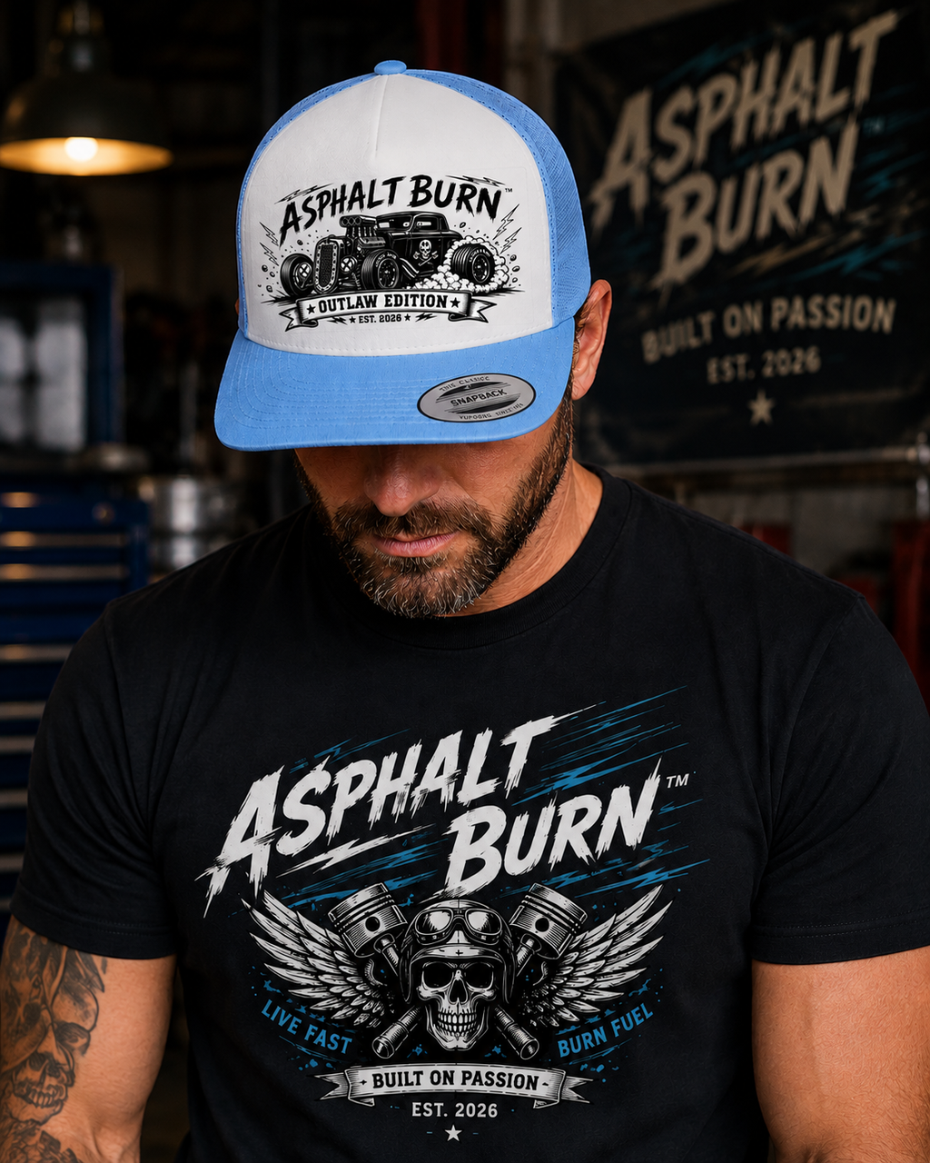 Outlaw Edition – Lifestyle mit Carolina Blue / White Premium Trucker Cap