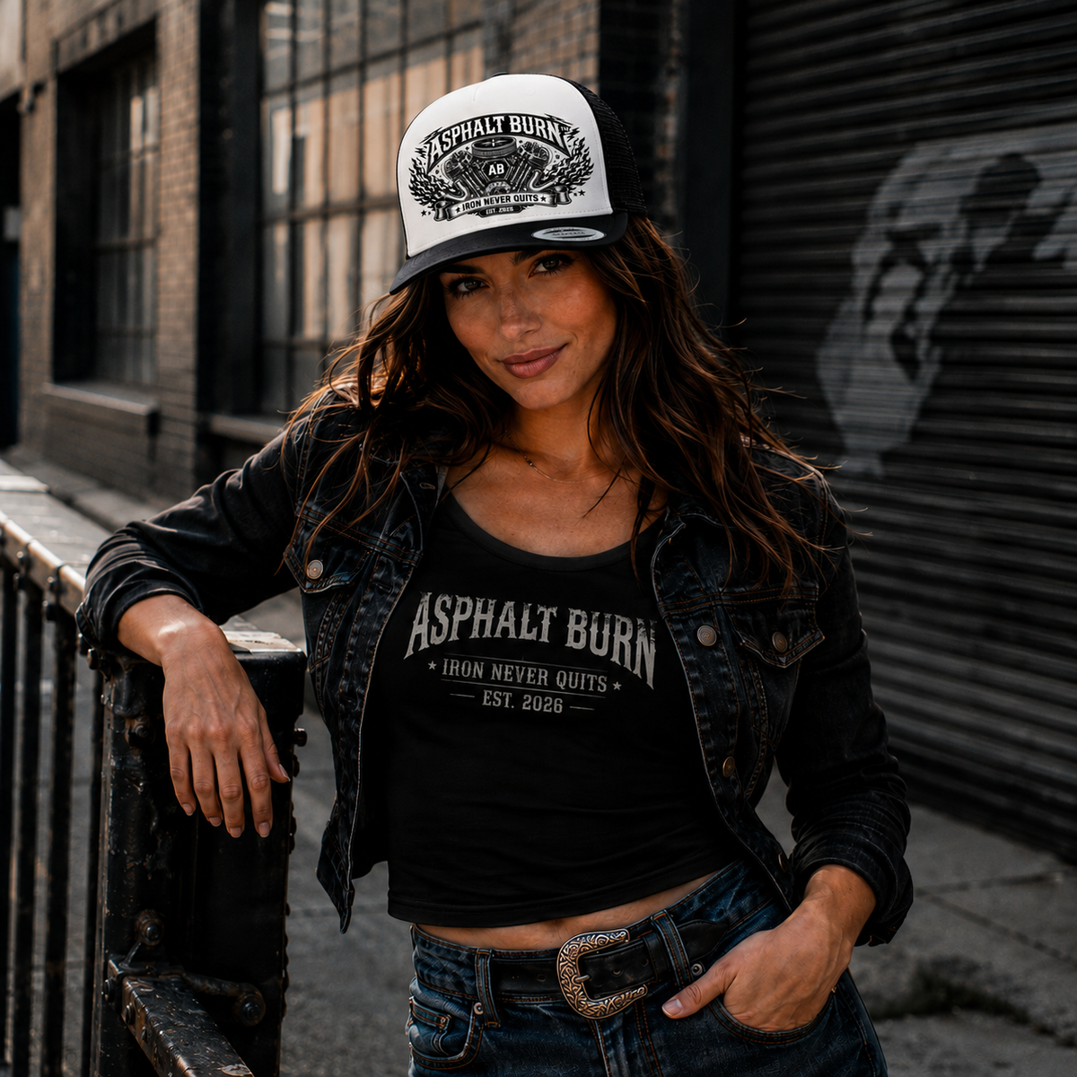 Iron Never Quits – Lifestyle mit Black / White Premium Trucker Cap