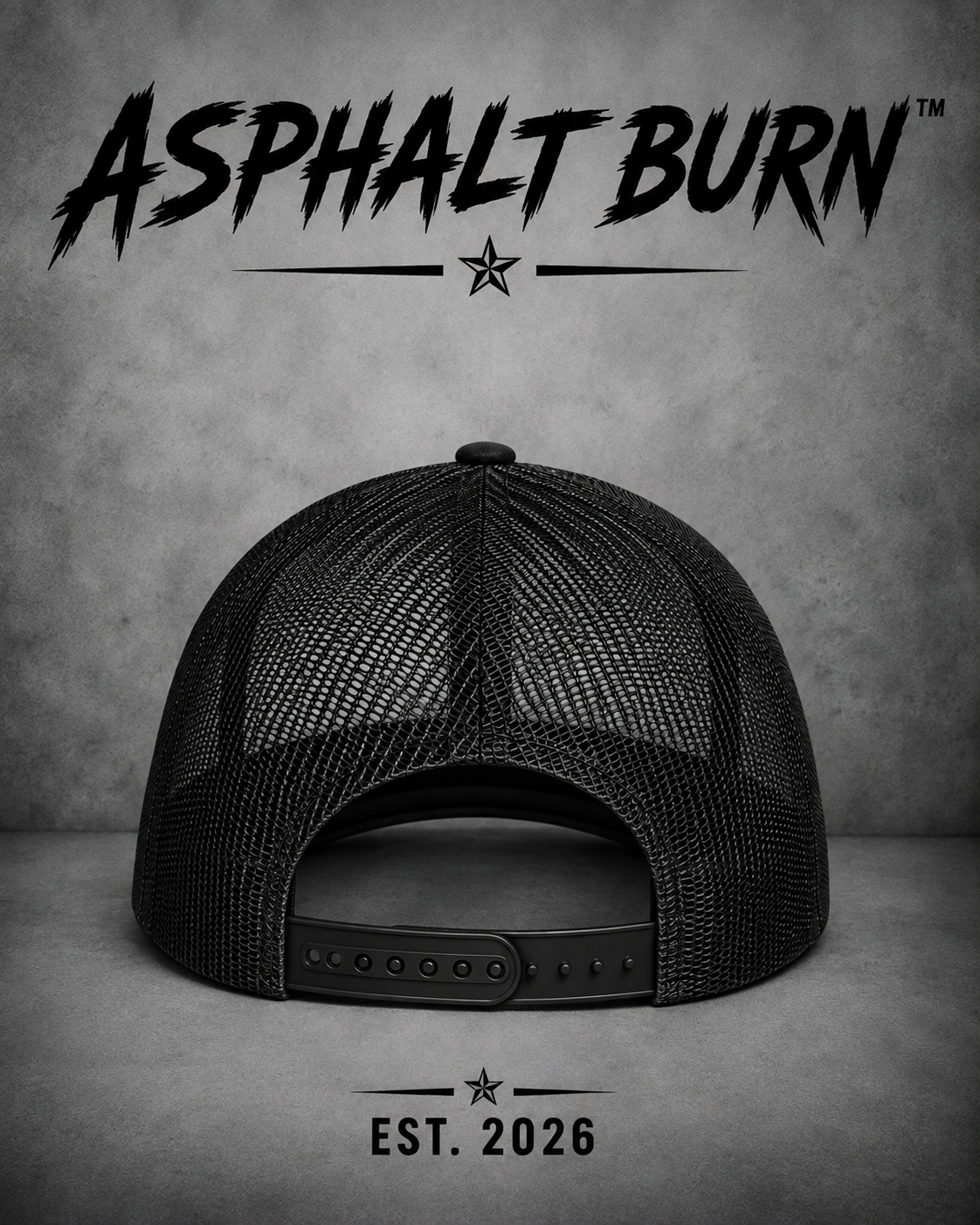 ASPHALT BURN™ Stacked Logo – Premium Embroidered Trucker Cap